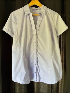 7th Avenue Women's Button Down Blouse Short Sleeve Size Large Light Purple